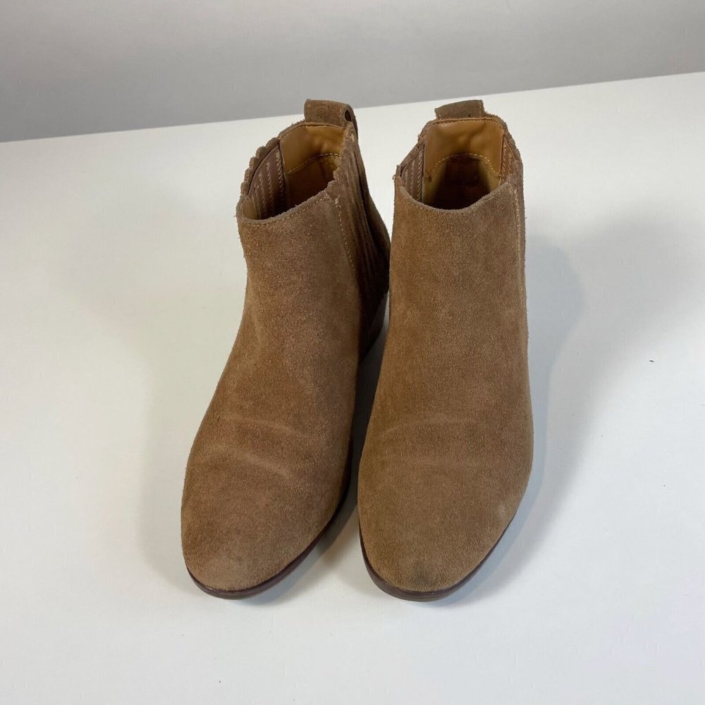 Jack Rogers Womens Liddy Suede Leather Ankle Bootie Brown 6 Scalloped Pull On - Picture 2 of 10